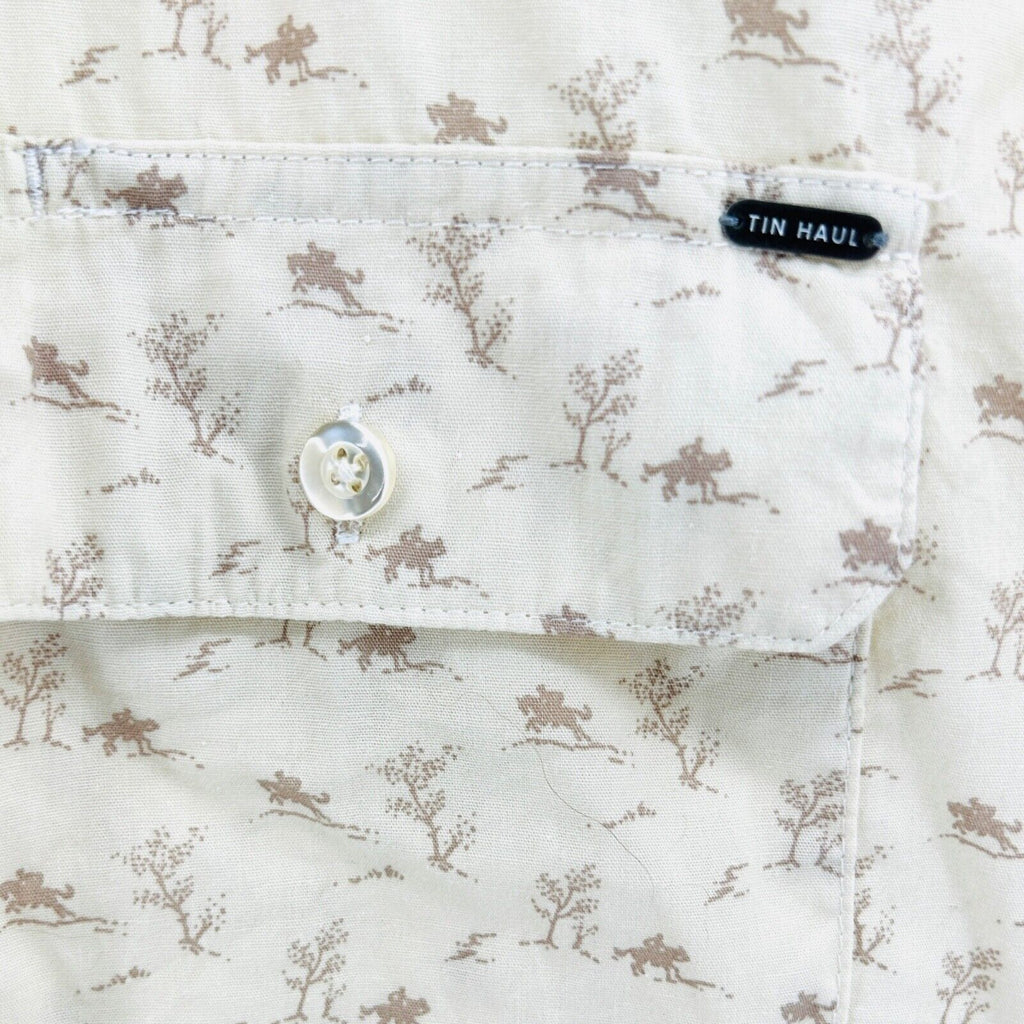 Tin Haul Cream 100% Cotton Western Rider Print Pearl Snap Shirt