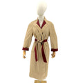 Vintage 80s Etienne Aigner Tan Maroon Reversible Belted Trench Coat