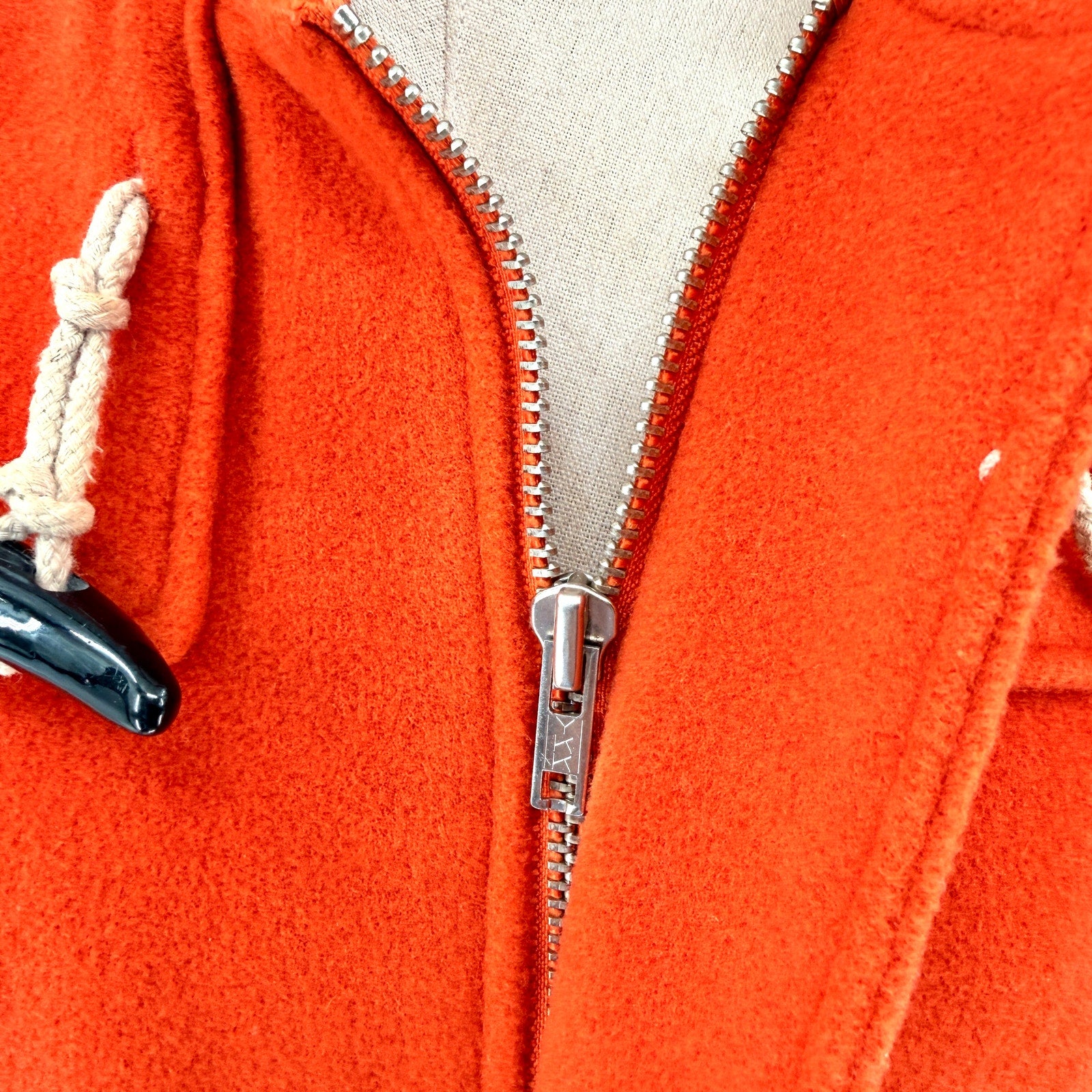 Vintage 80s/90s Caroche Harvest Orange Wool Blend Hooded Toggle Duffle Coat