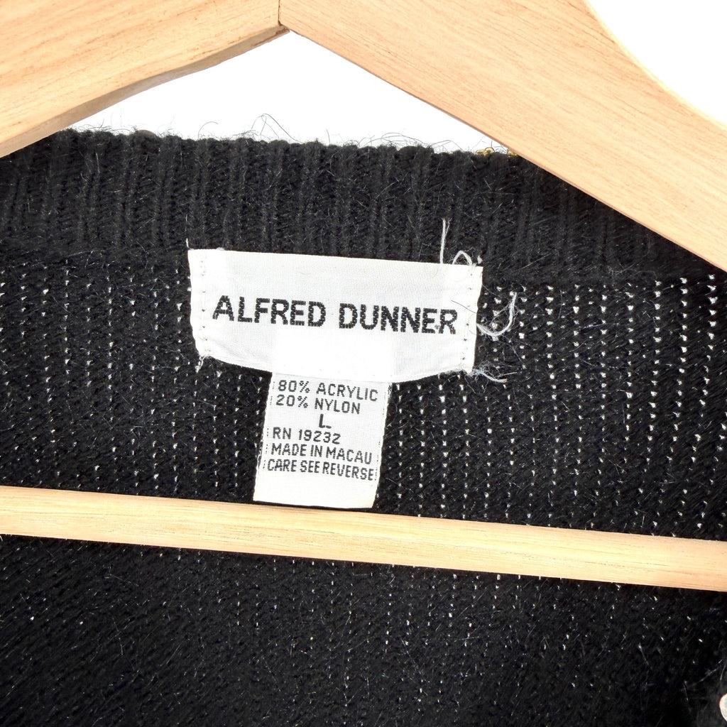 Vintage 90s Alfred Dunner Black Gold Sequin Beaded Cardigan