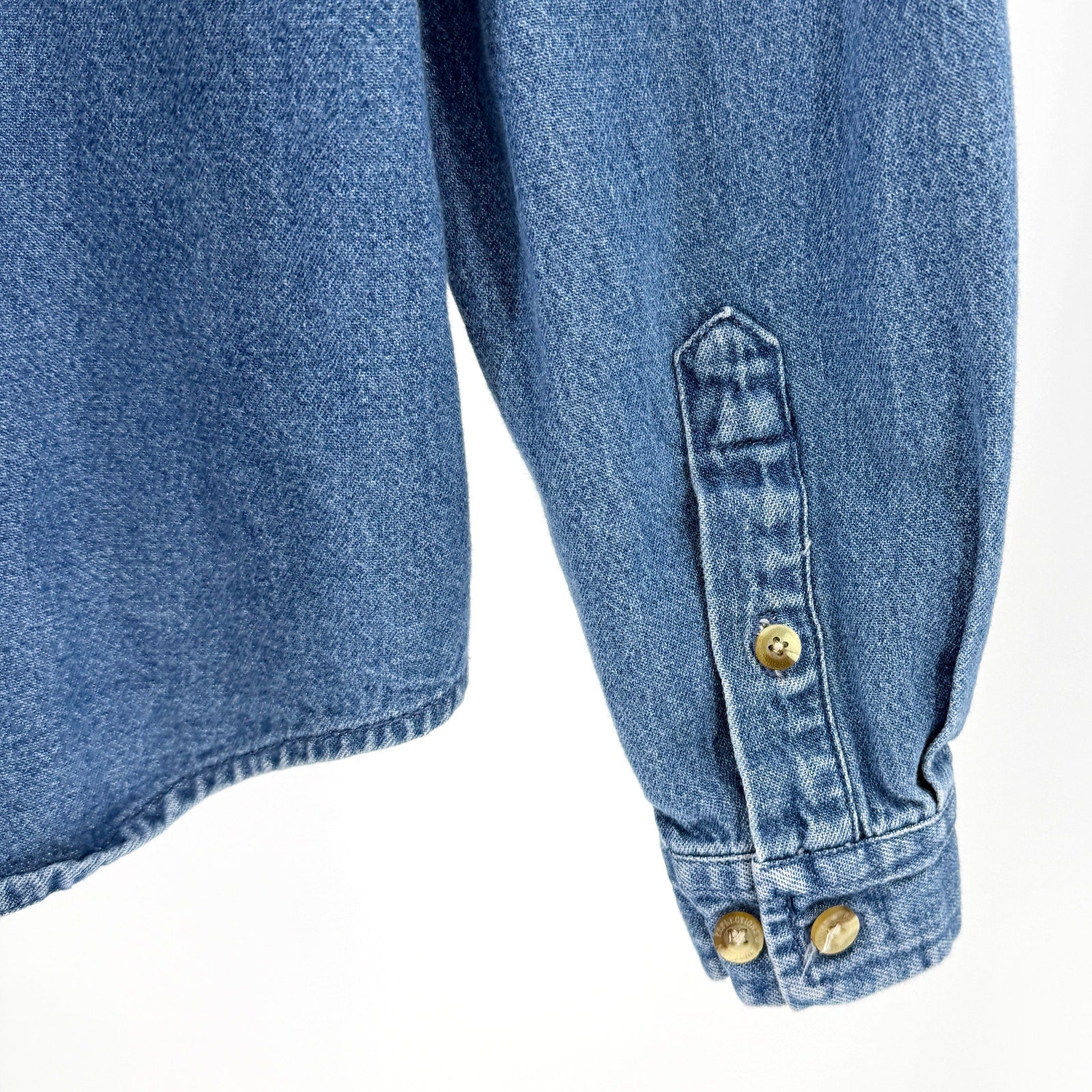 Vintage 90s Northern Reflections Blue 100% Cotton Denim Button Down Shirt