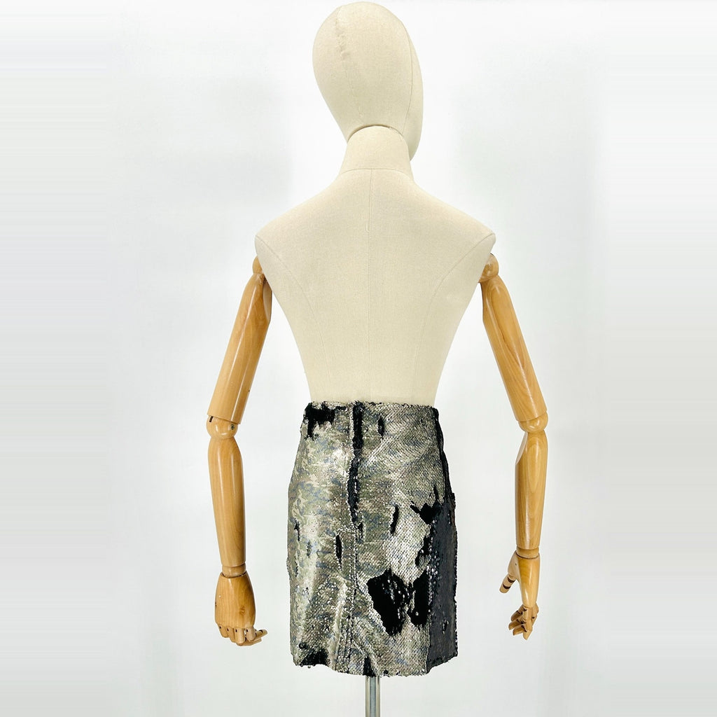 Free People FP One Silver Black Reversible Sequin Mini Skirt