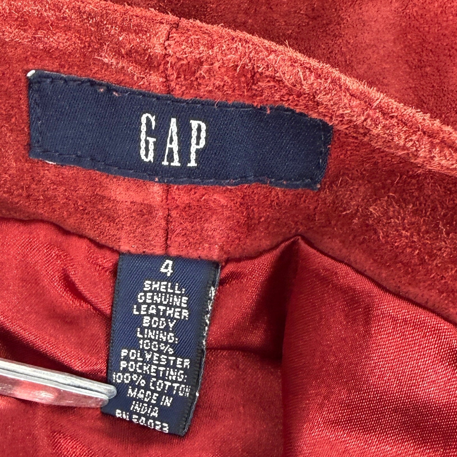 Vintage 90s Gap Brick Red Genuine Suede Western A-Line Skirt