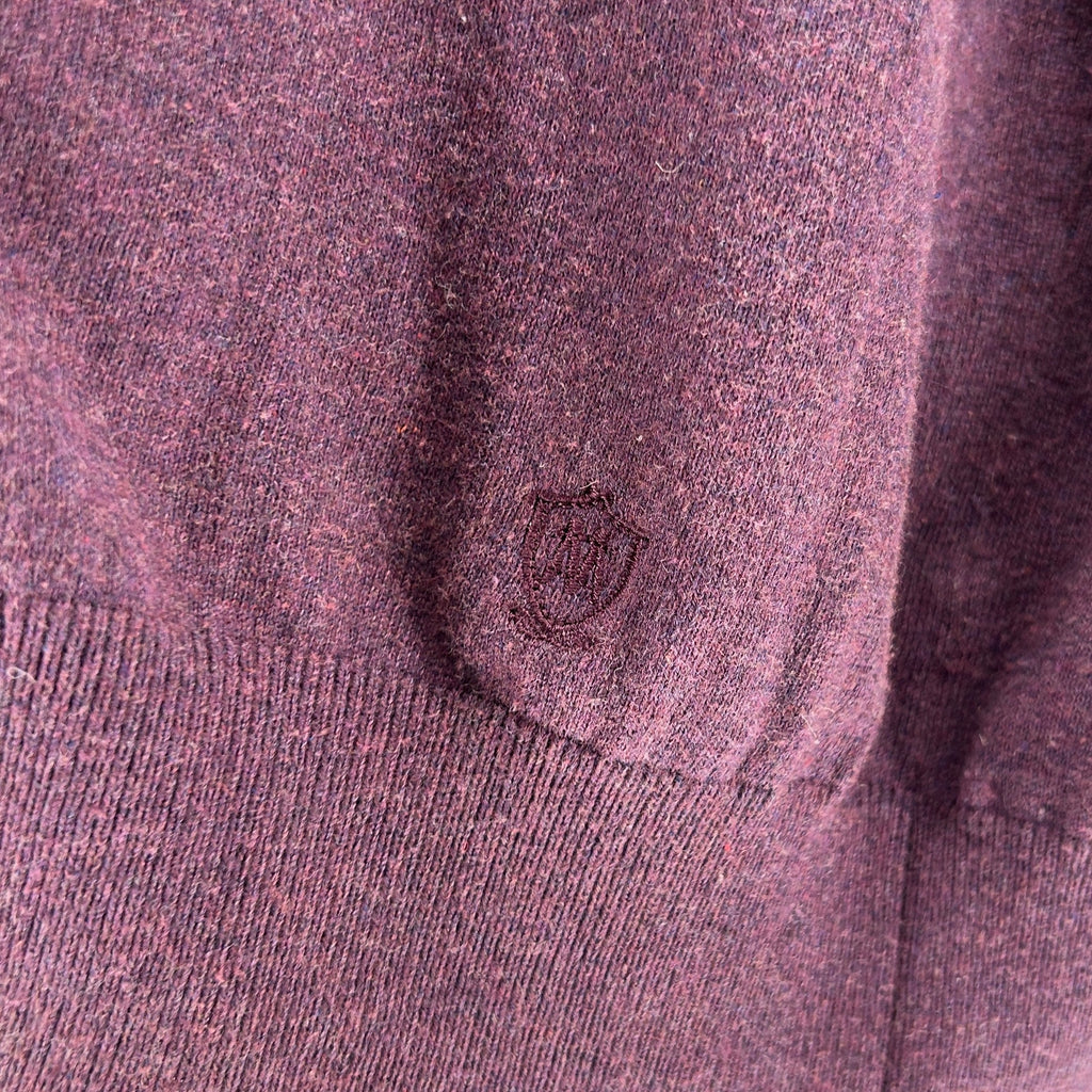 Massimo Dutti Plum Cotton Silk Cashmere Elbow Patch Sweater