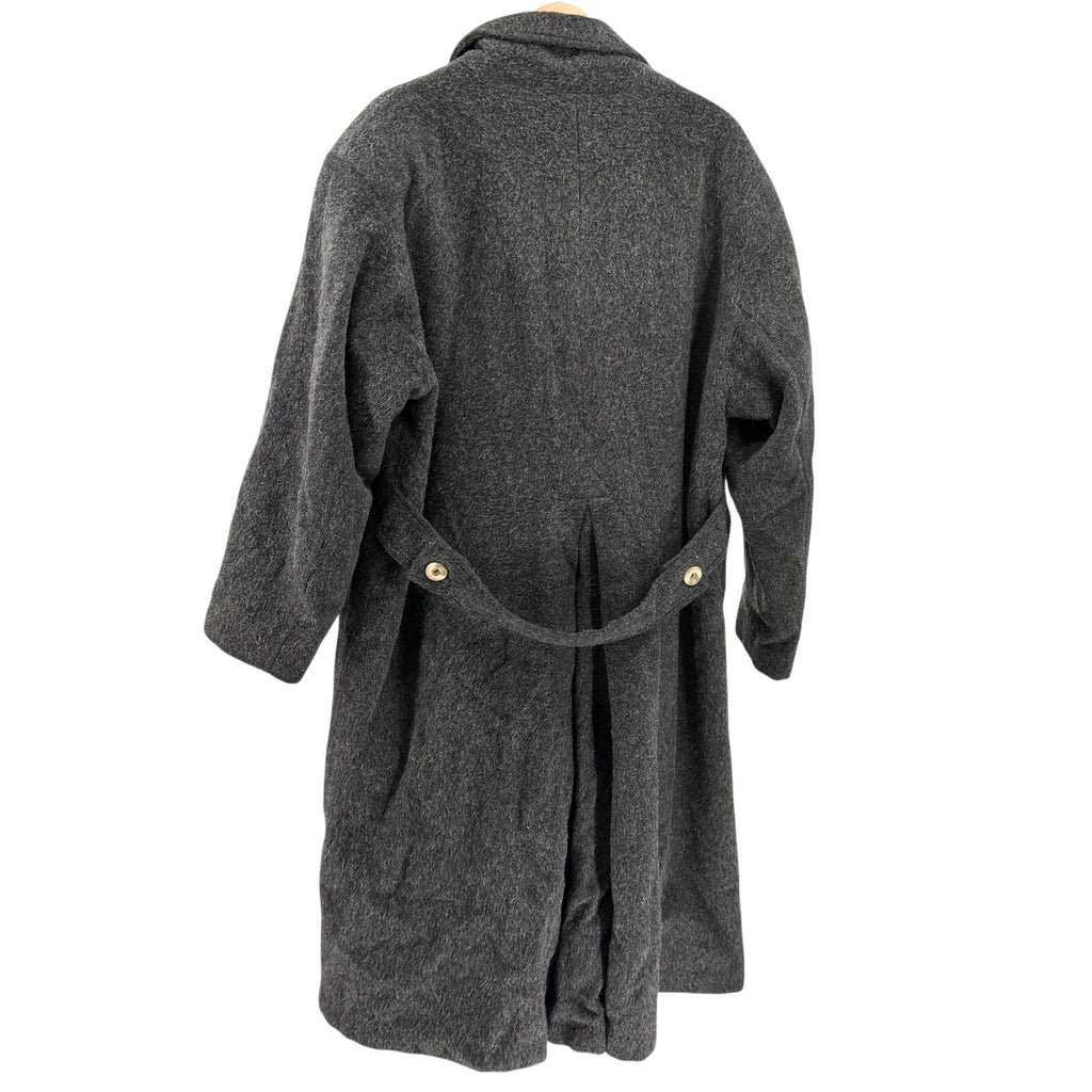 Vintage 80s Le Chateau Charcoal Gray Double Breasted Shoulder Pads Long Overcoat