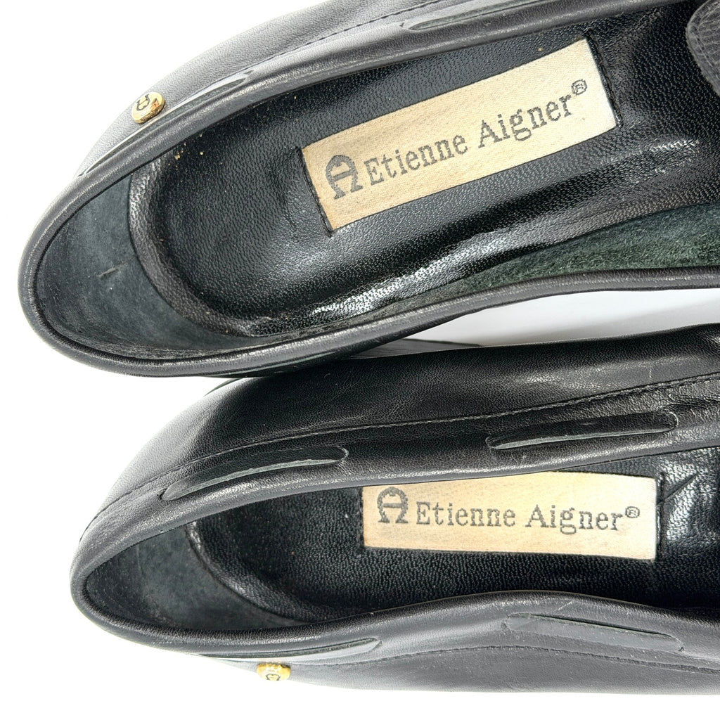 Vintage 90s Etienne Aigner Black Genuine Leather Classic Tassel Loafers