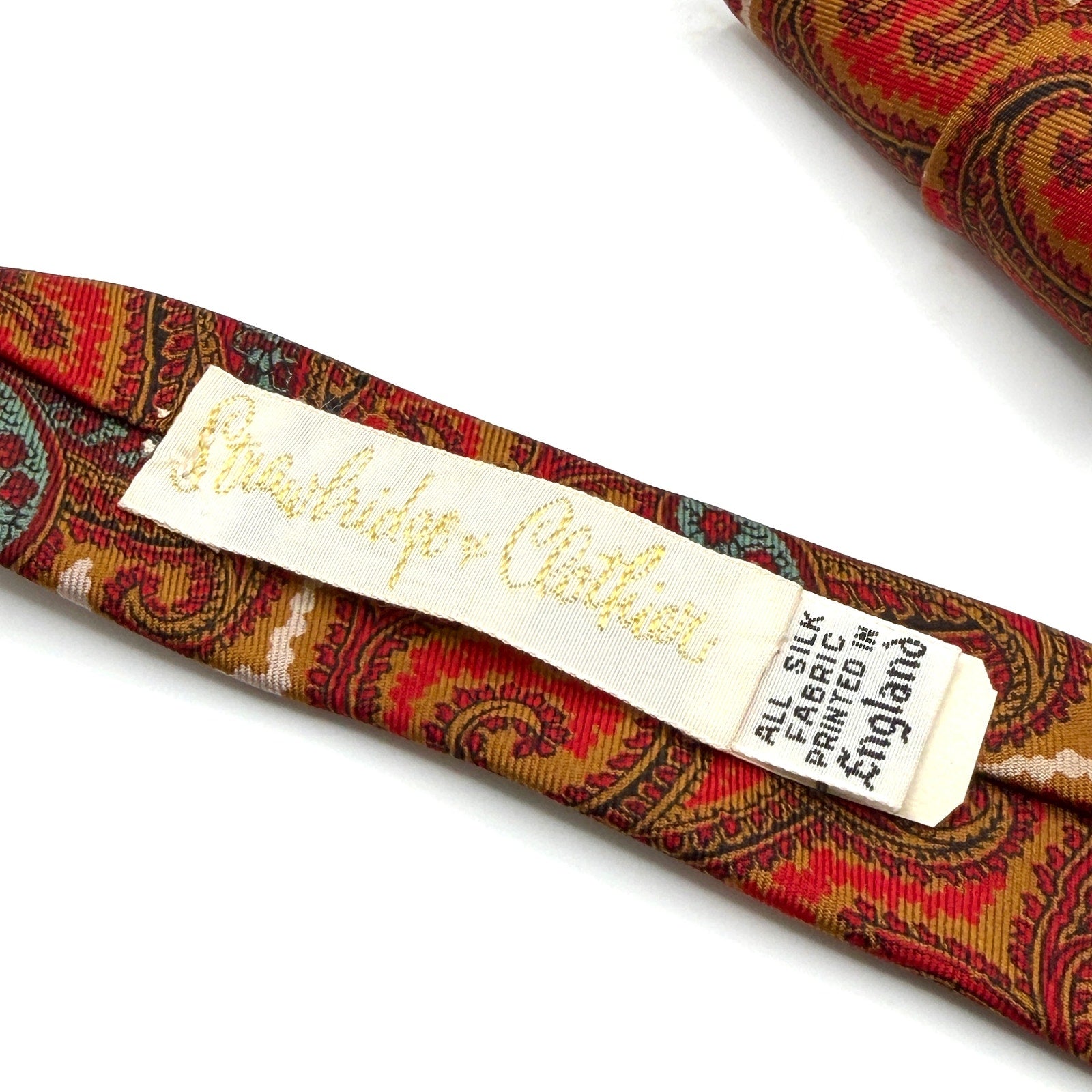 MINT Vintage 70s Liberty of London Silk Red Ochre Paisley Necktie