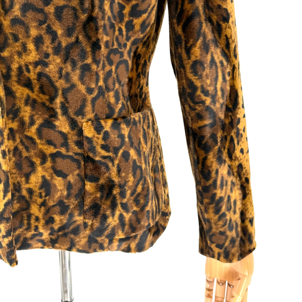 Vintage 90s Emanuel Ungaro Liberte Leopard Print Faux Fur Blazer Jacket