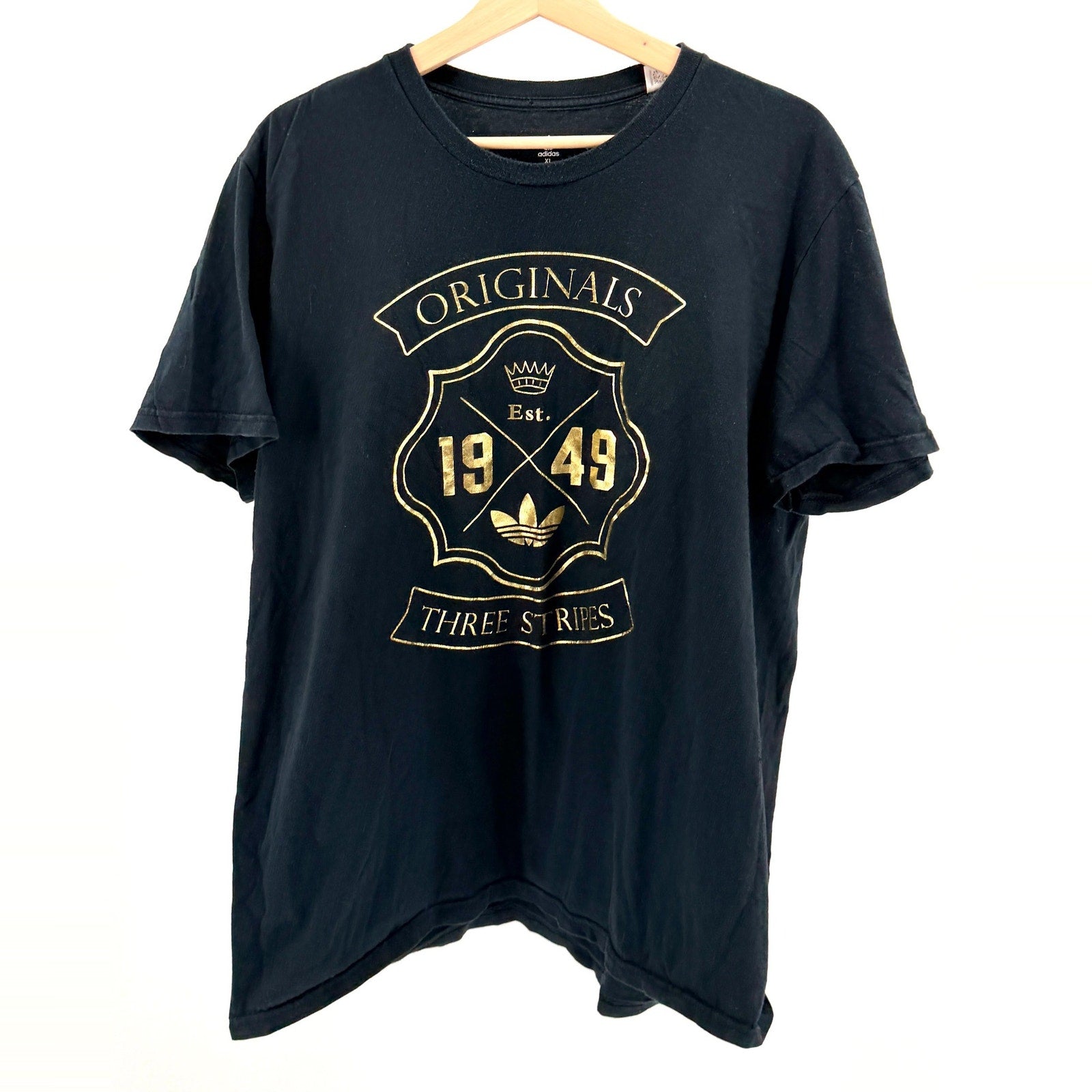 Adidas Black Gold Foil Logo Originals Est 1949 T-Shirt