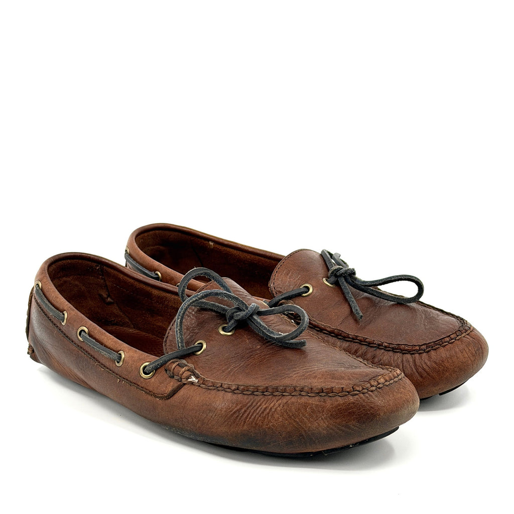Vintage 90s Brooks Brothers Brown Leather Pebble Grain Driving Loafers