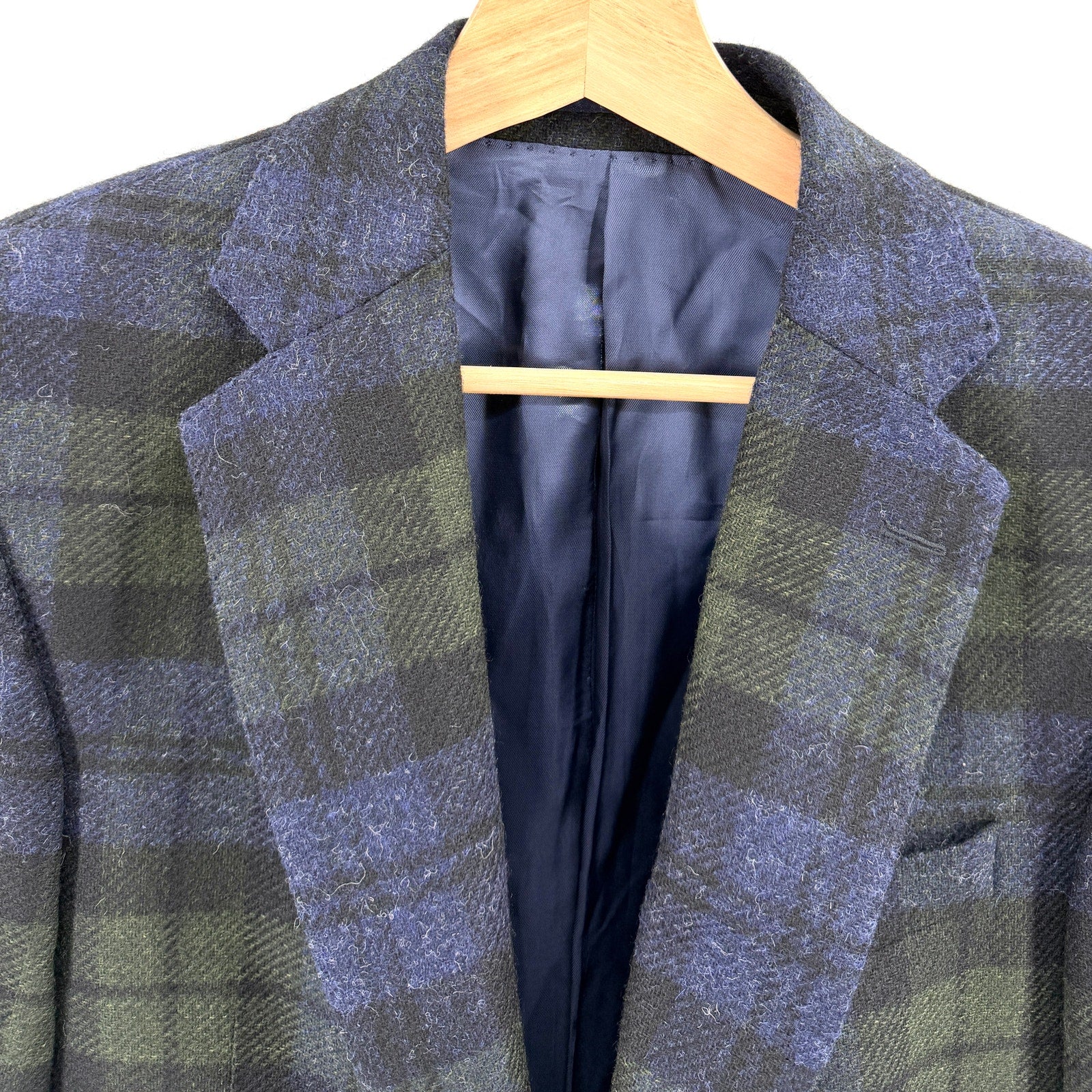 Charles Tyrwhitt Navy Green Blackwatch Tartan 100% Wool Slim Fit Blazer