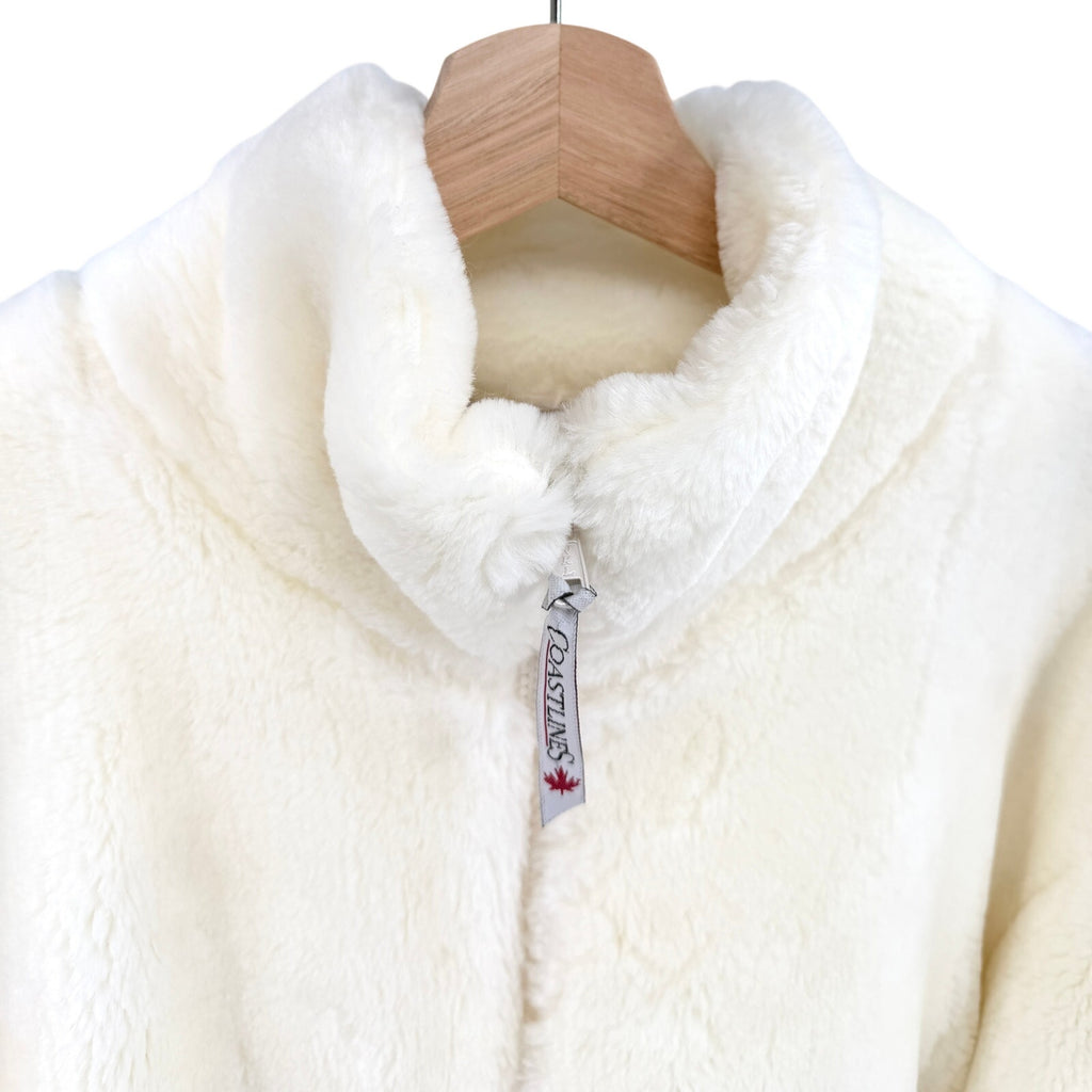 Vintage 90s Coastlines Cream Faux Fur Fair Isle Sheared Horse Zip Up Jacket