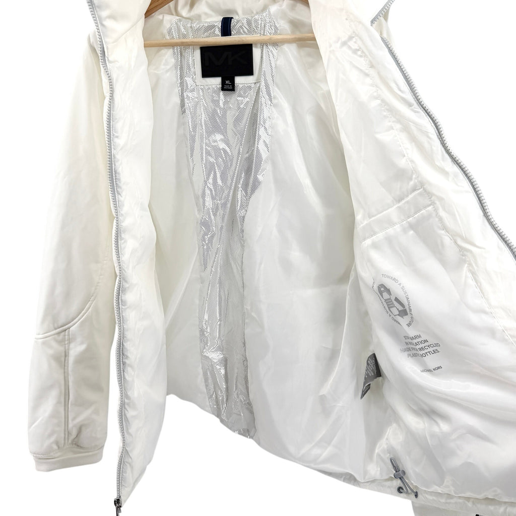 Michael Kors White Hooded Sporty Ski Puffer Parka Jacket