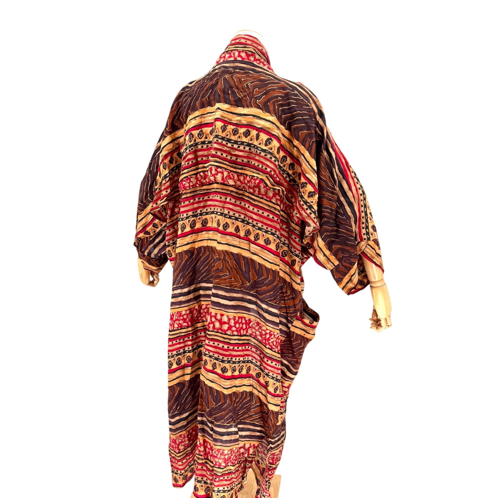 Vintage 80s Simply Heritage Tribal Leopard Print Rayon Duster Kimono
