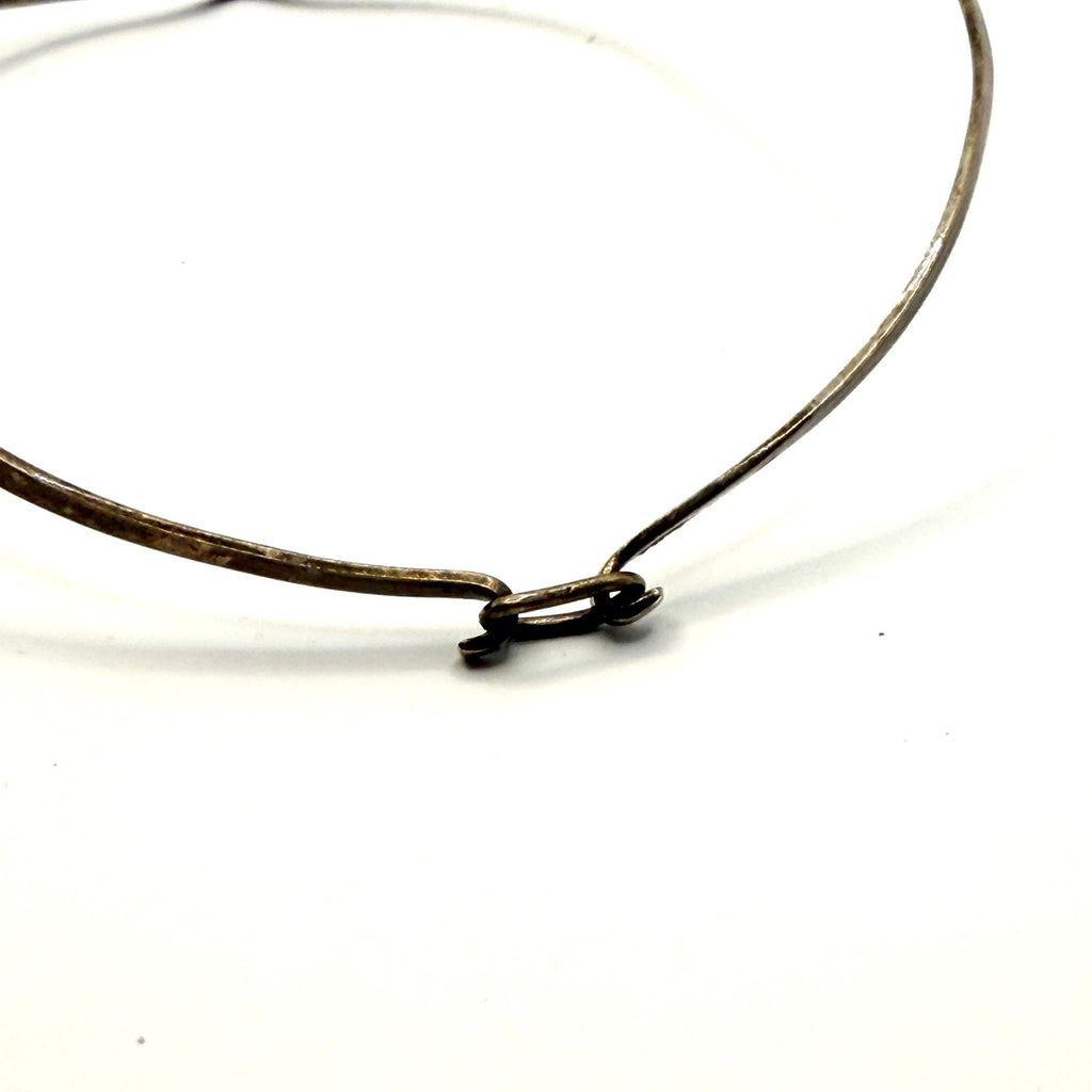 Vintage 90s Stamped Mexico Sterling Silver V Neck Rigid Collar Choker Necklace