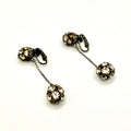 Vintage 60s Silver Clear Rhinestone Midcentury Glamour Dangle Clip-on Earrings