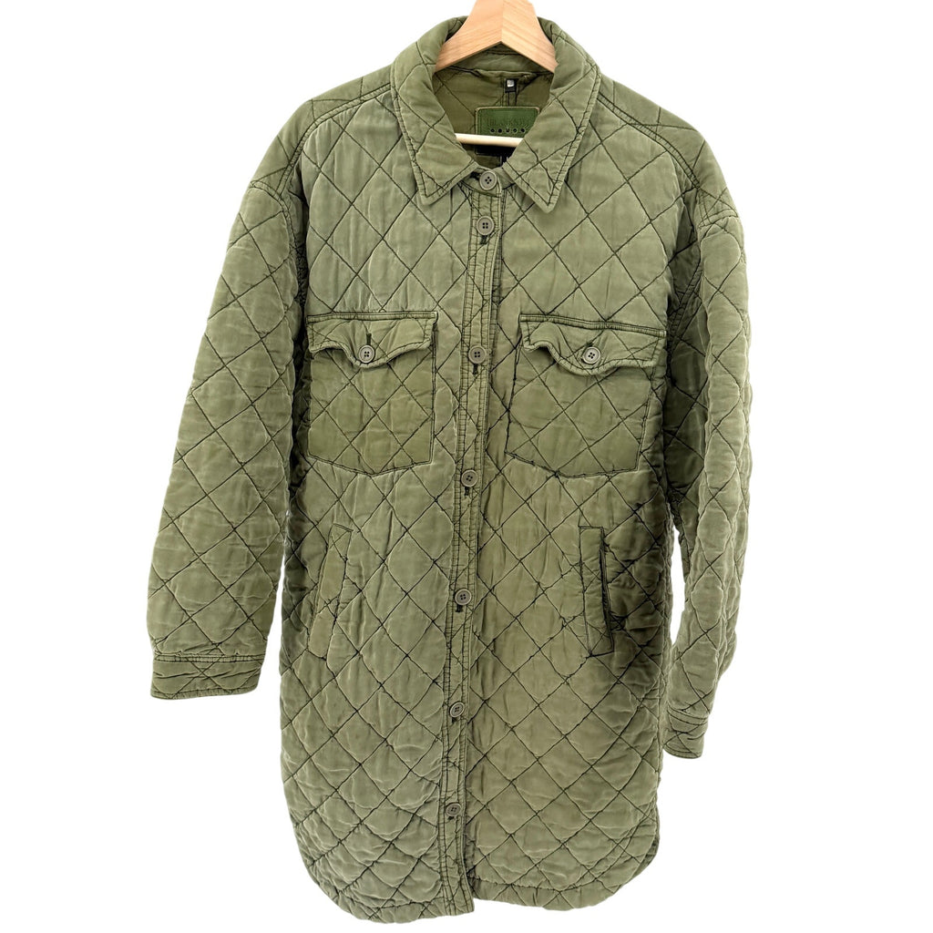 BlankNYC Olive Army Green Quilted Long Shacket Jacket Coat