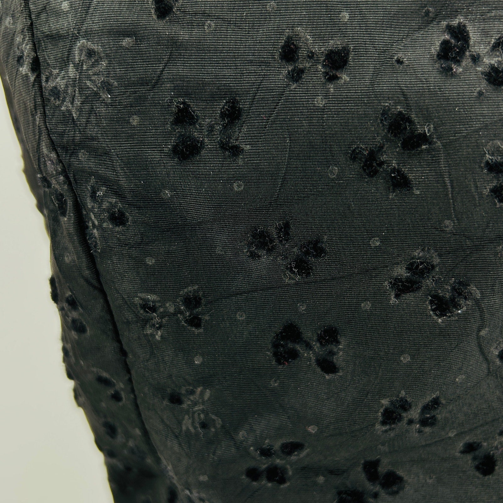 Vintage 60s Black Velvet Flocked Taffeta Strapless Peplum Dress