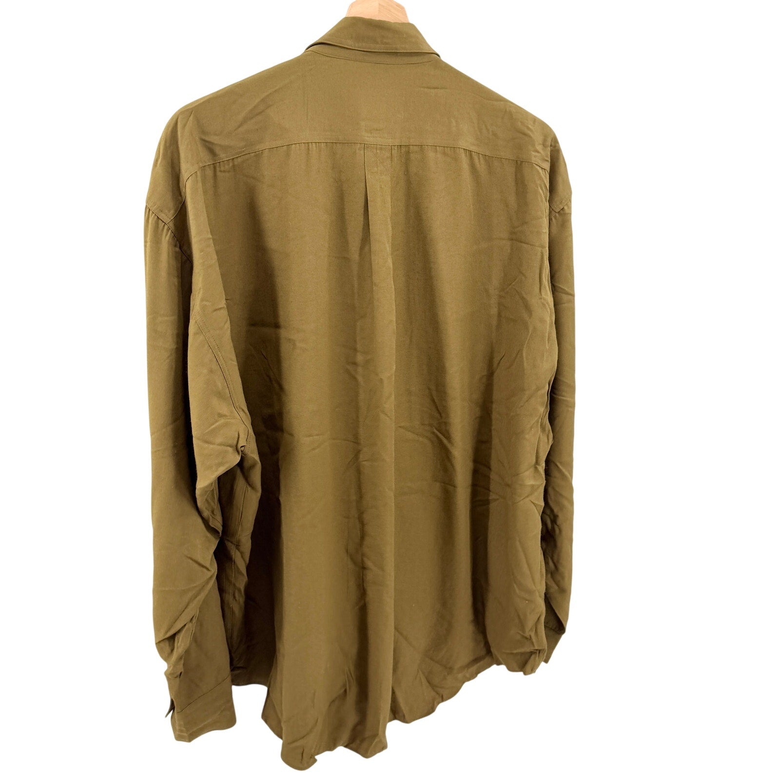 Vintage 90s Bugatchi Uomo Olive Green Embroidered Shirt