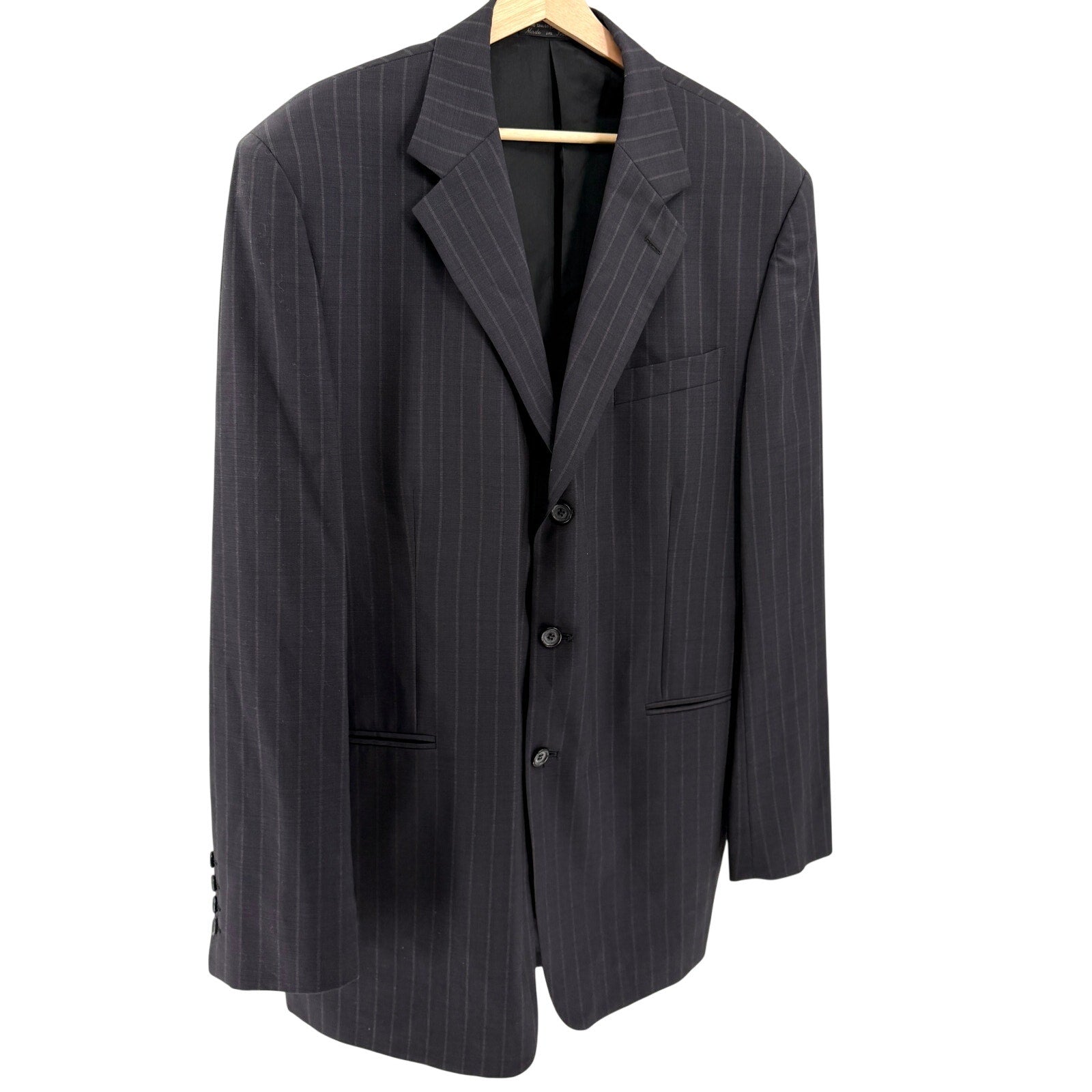 Vintage 90s Claudio Morelli Gray Pinstripe 100% Wool Menswear Blazer Jacket