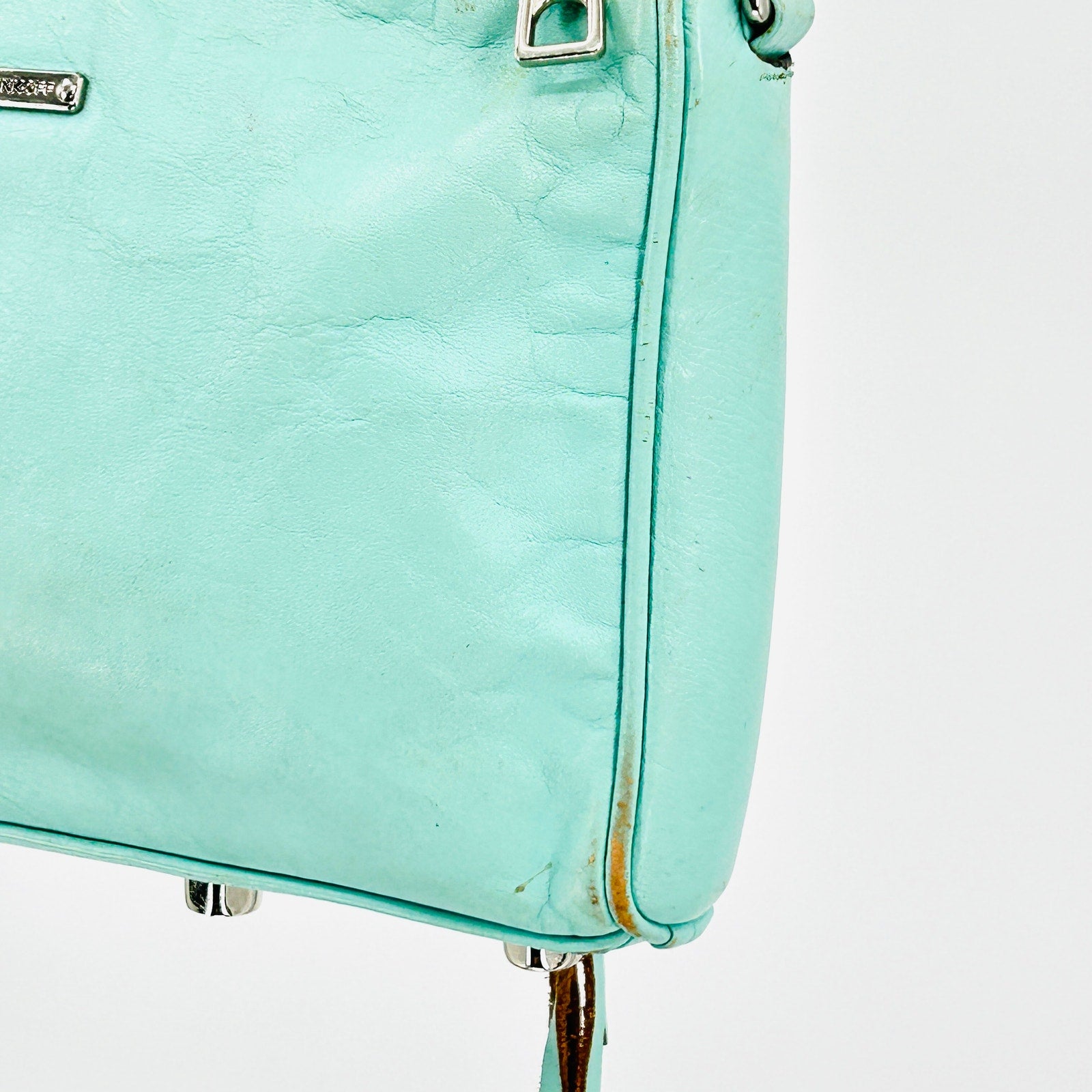 Vintage Y2K Rebecca Minkoff Mint Green Leather Silver Chain Shoulder Bag