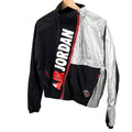 Air Jordan Black Silver Asymmetrical Zip Cropped Track Jacket