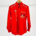 80s Marquis Red Nautical Long Sleeve Button Down Gold Sailing Patch Size S