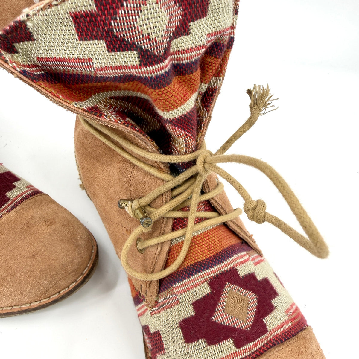 The Sak Tan Genuine Suede Aztec Southwestern Crochet Boots