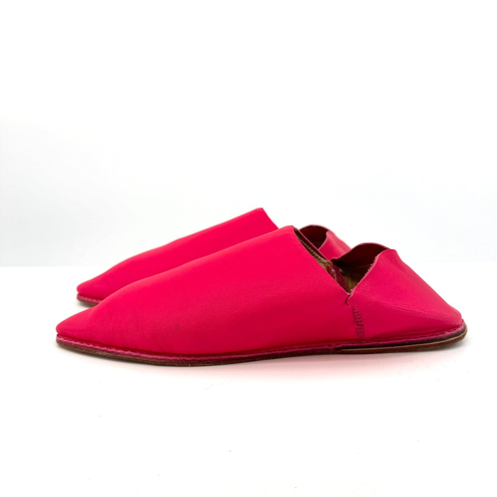 NEW Maroc Royal Asala Fes Hot Pink Genuine Leather Pointed Toe Babouche Mules