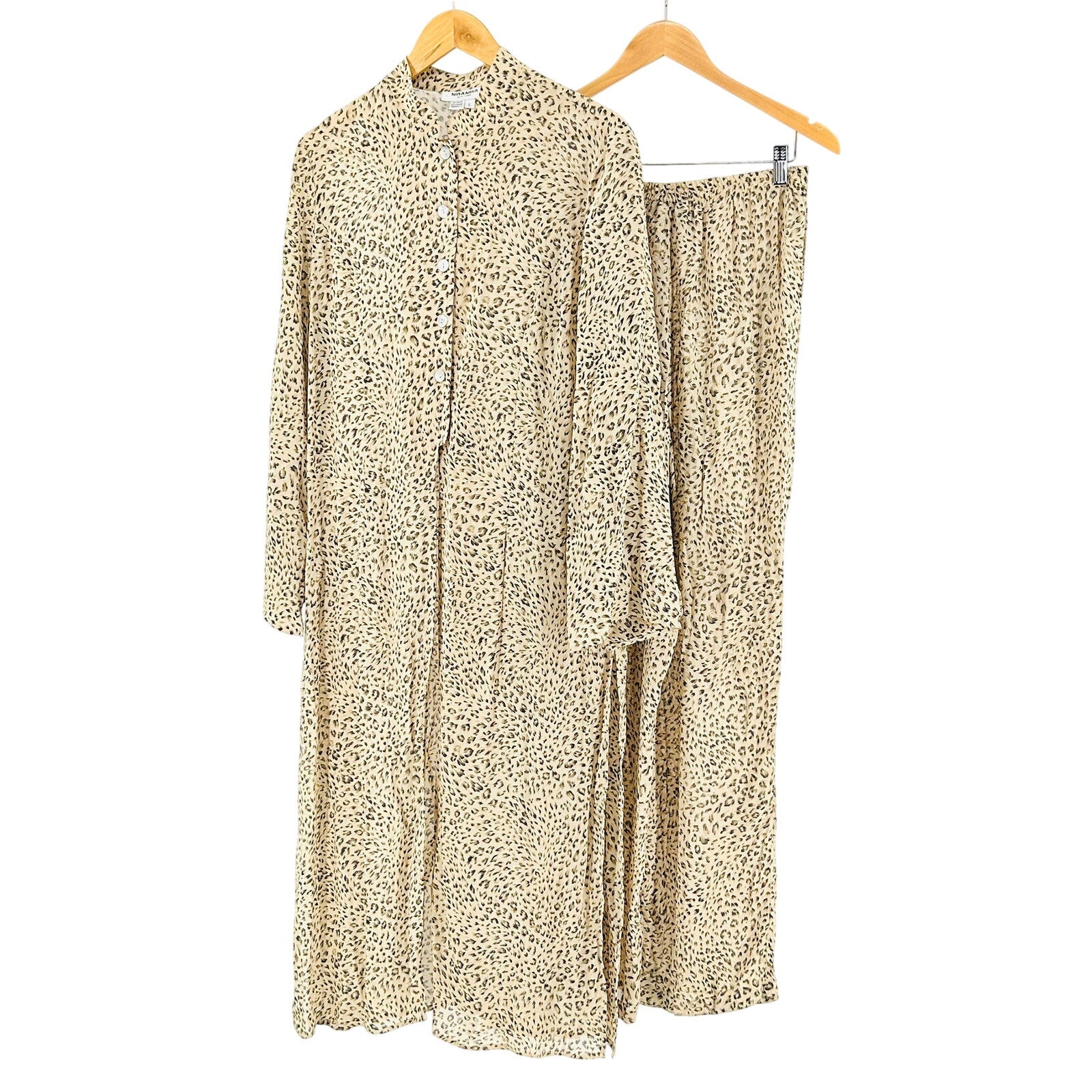 Vintage 80s Nira Nira New York Leopard Print Rayon Lounge Set