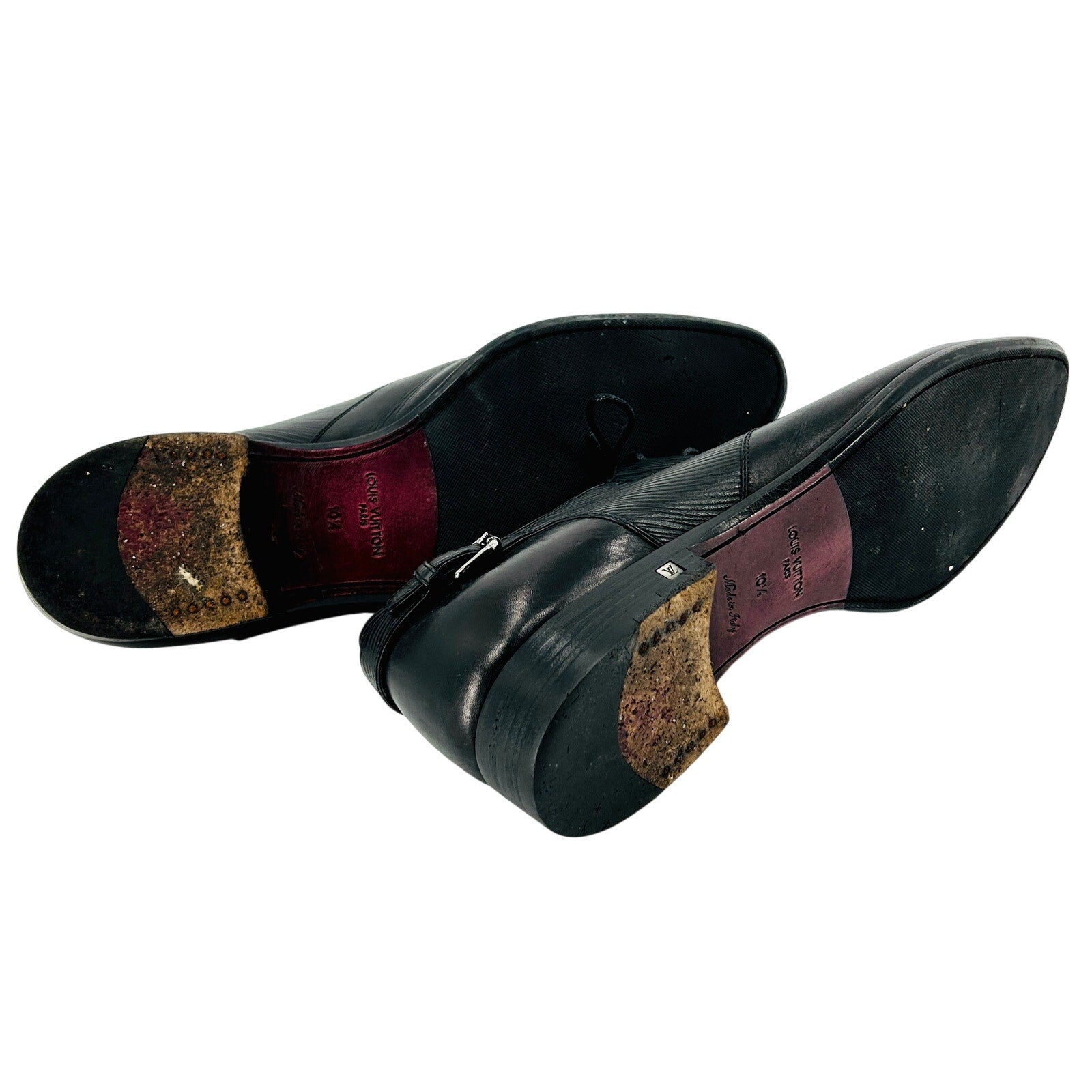 Louis Vuitton Black Epi Leather Buckle Detail Derby Dress Shoes