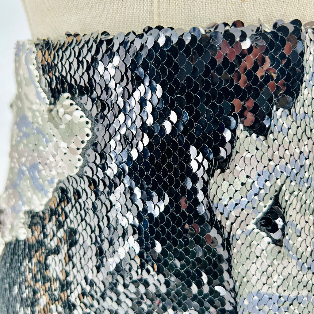 Free People FP One Silver Black Reversible Sequin Mini Skirt