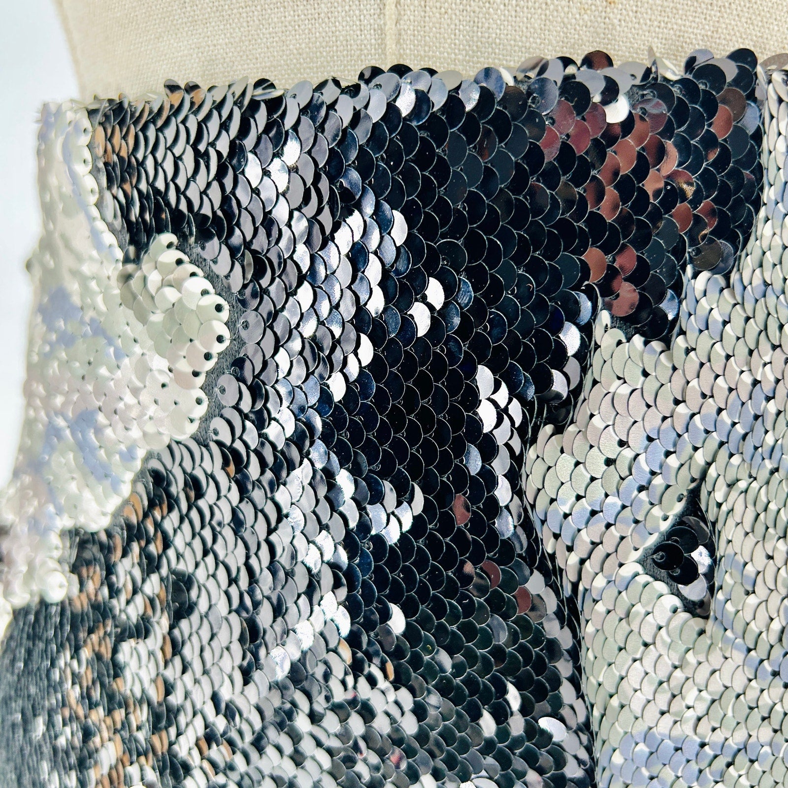 Free People FP One Silver Black Reversible Sequin Mini Skirt
