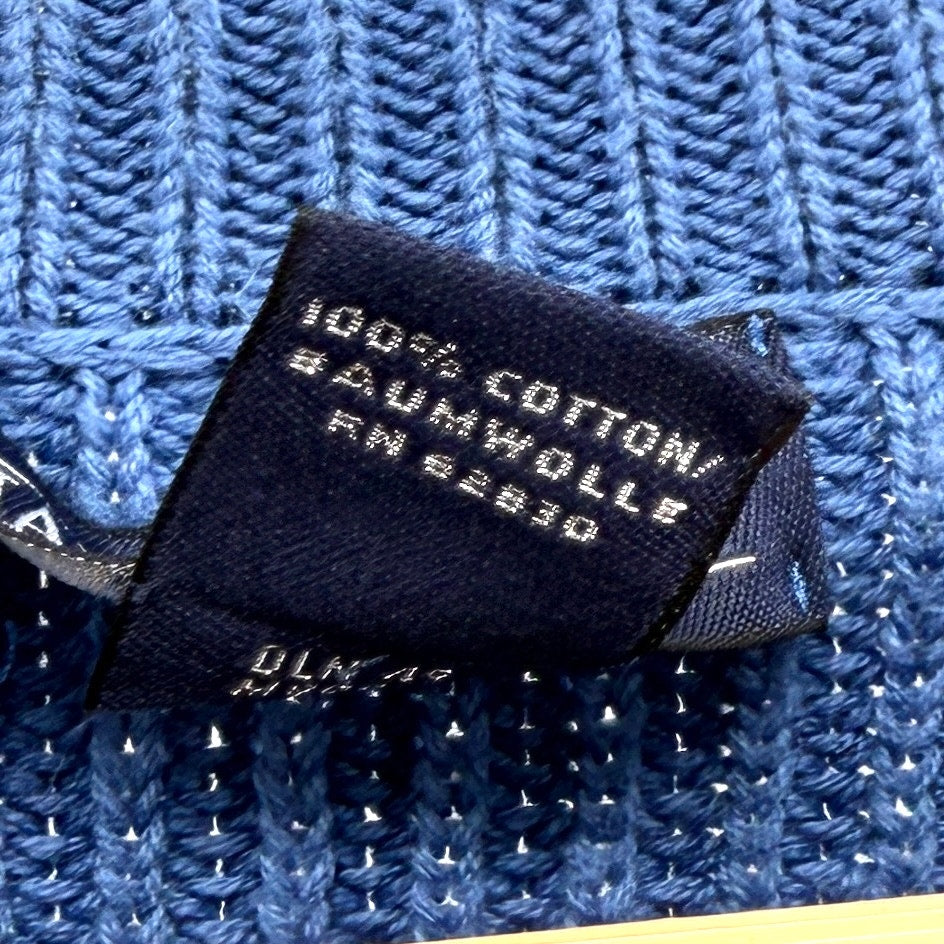 Vintage 90s Lands' End Blue 100% Cotton Shaker Knit Crewneck Sweater