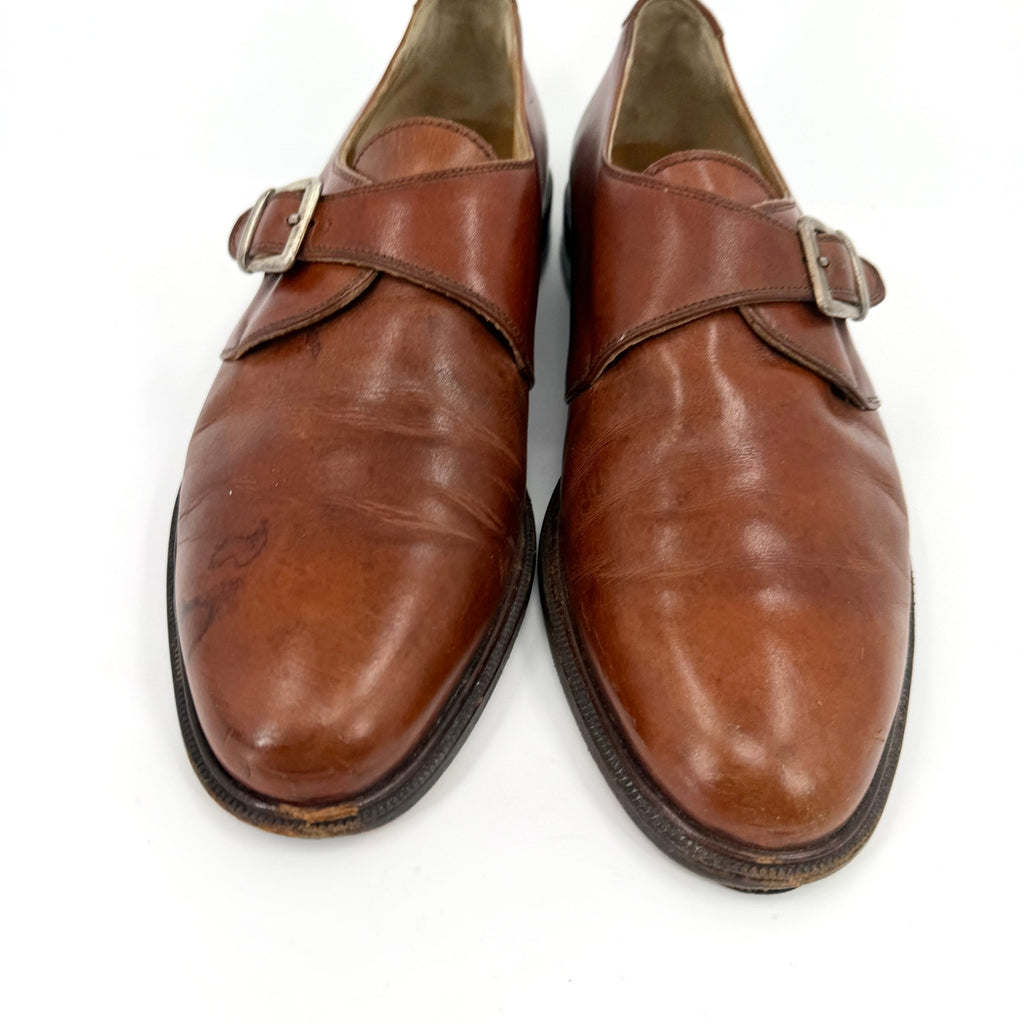 Vintage 90s Italian Brown Genuine Leather Monk Strap Shoes