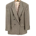 Vintage 90s J Riggins Beige Black Double Breasted Menswear Blazer Jacket