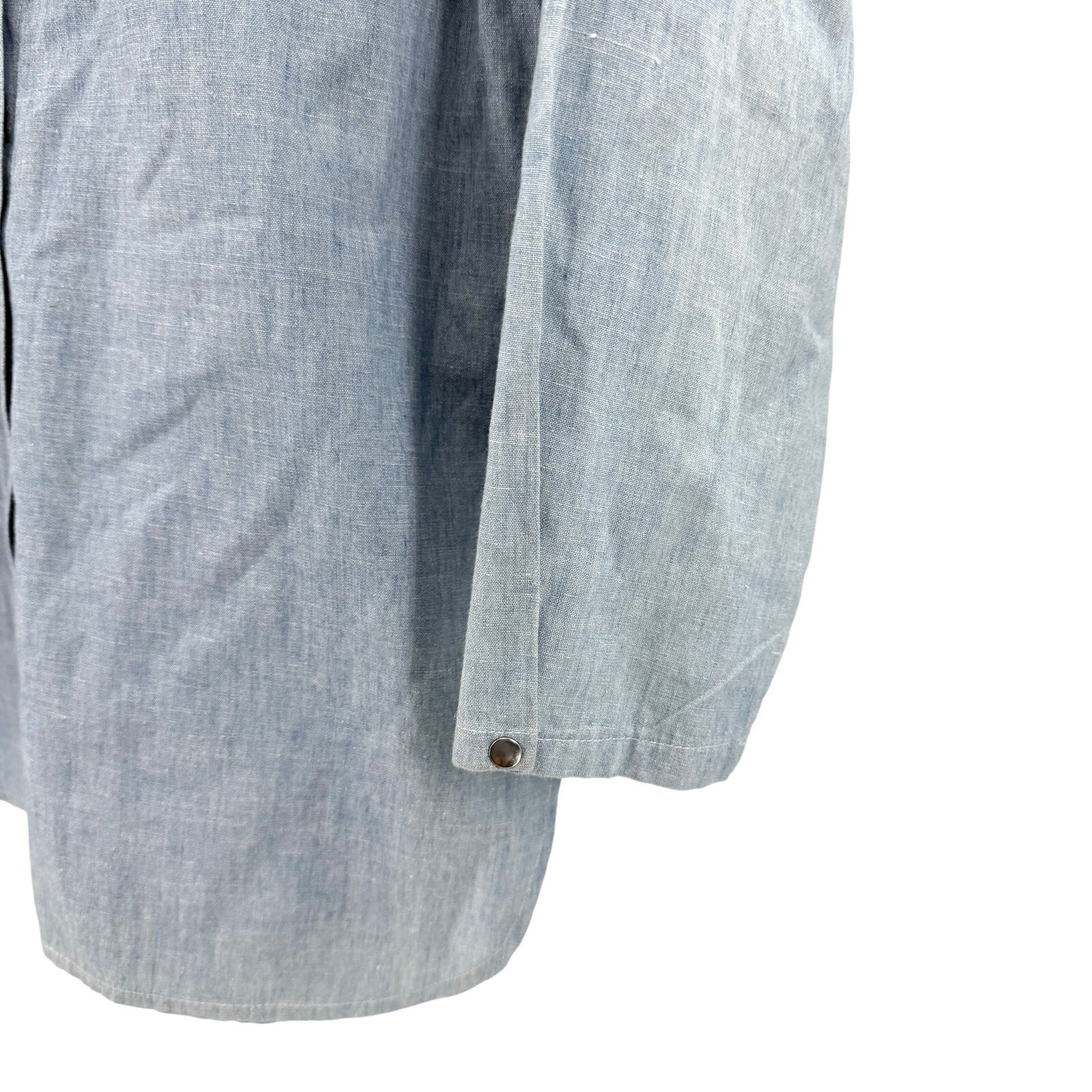 Vintage 80s Lillie Rubin Blue Chambray 100% Cotton Western Shirt