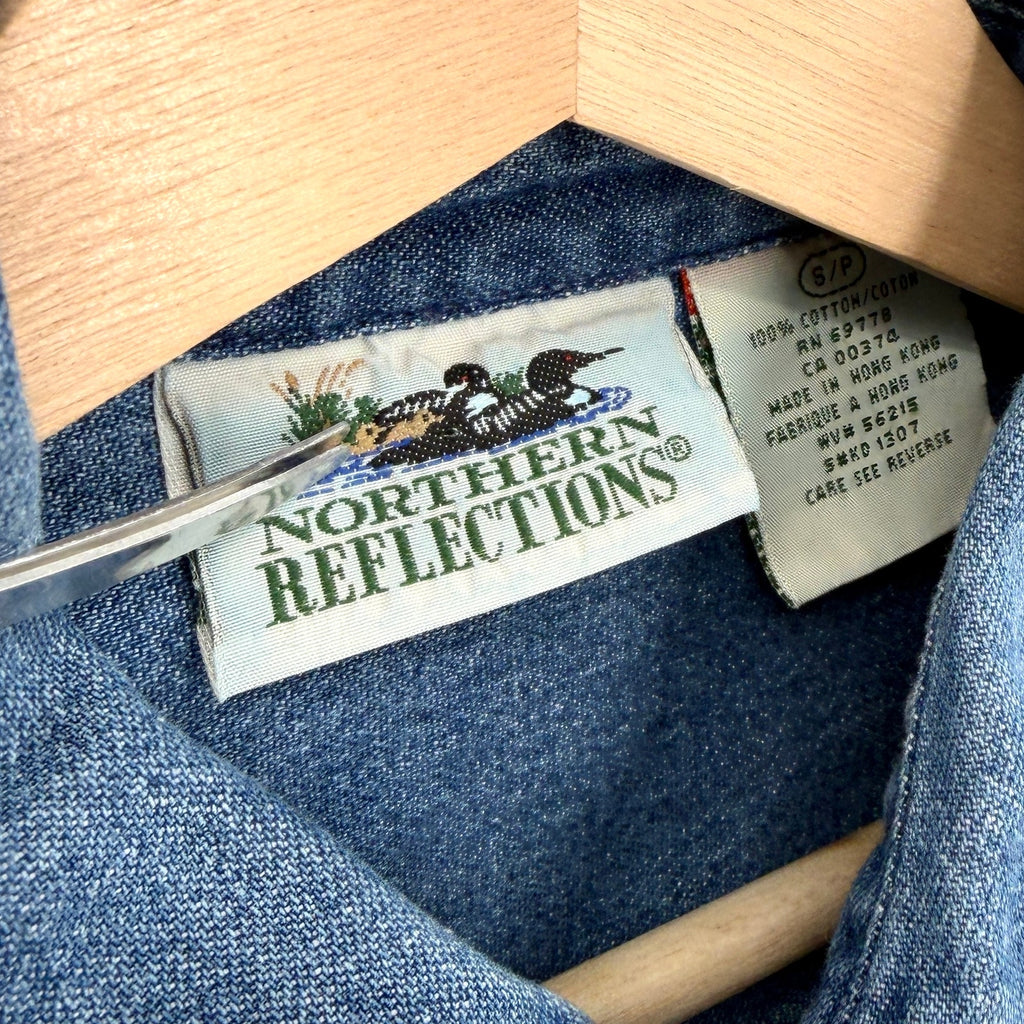 Vintage 90s Northern Reflections Blue 100% Cotton Denim Button Down Shirt
