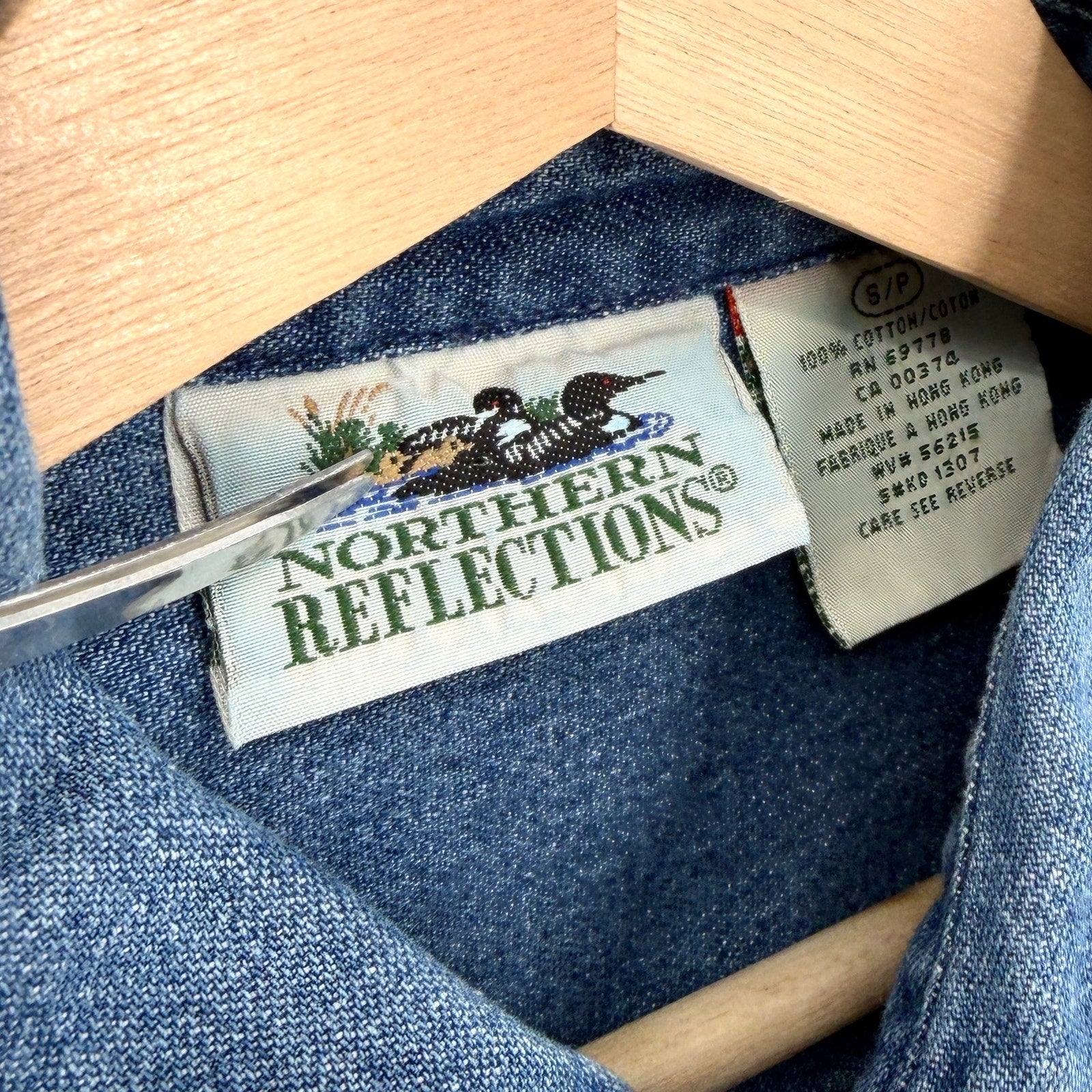 Vintage 90s Northern Reflections Blue 100% Cotton Denim Button Down Shirt