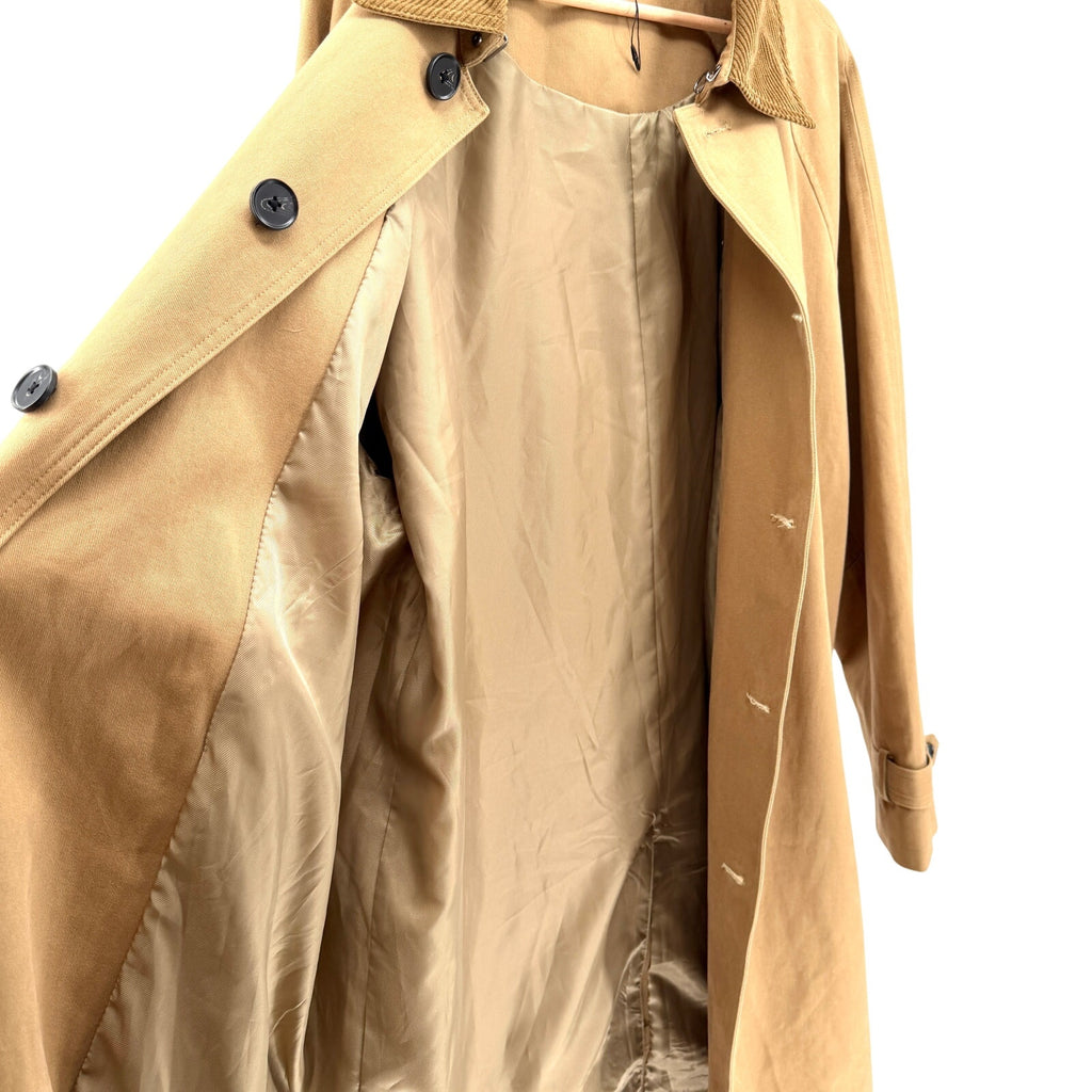 Zara Tan 100% Cotton Twill Corduroy Collar Trench Coat
