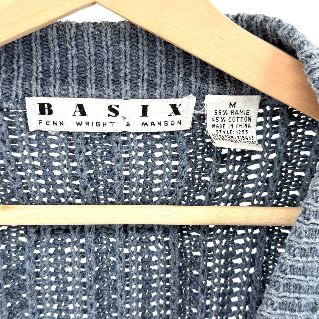 Vintage 90s Basix Fenn Wright Manson Indigo Grunge Chunky Cardigan Sweater