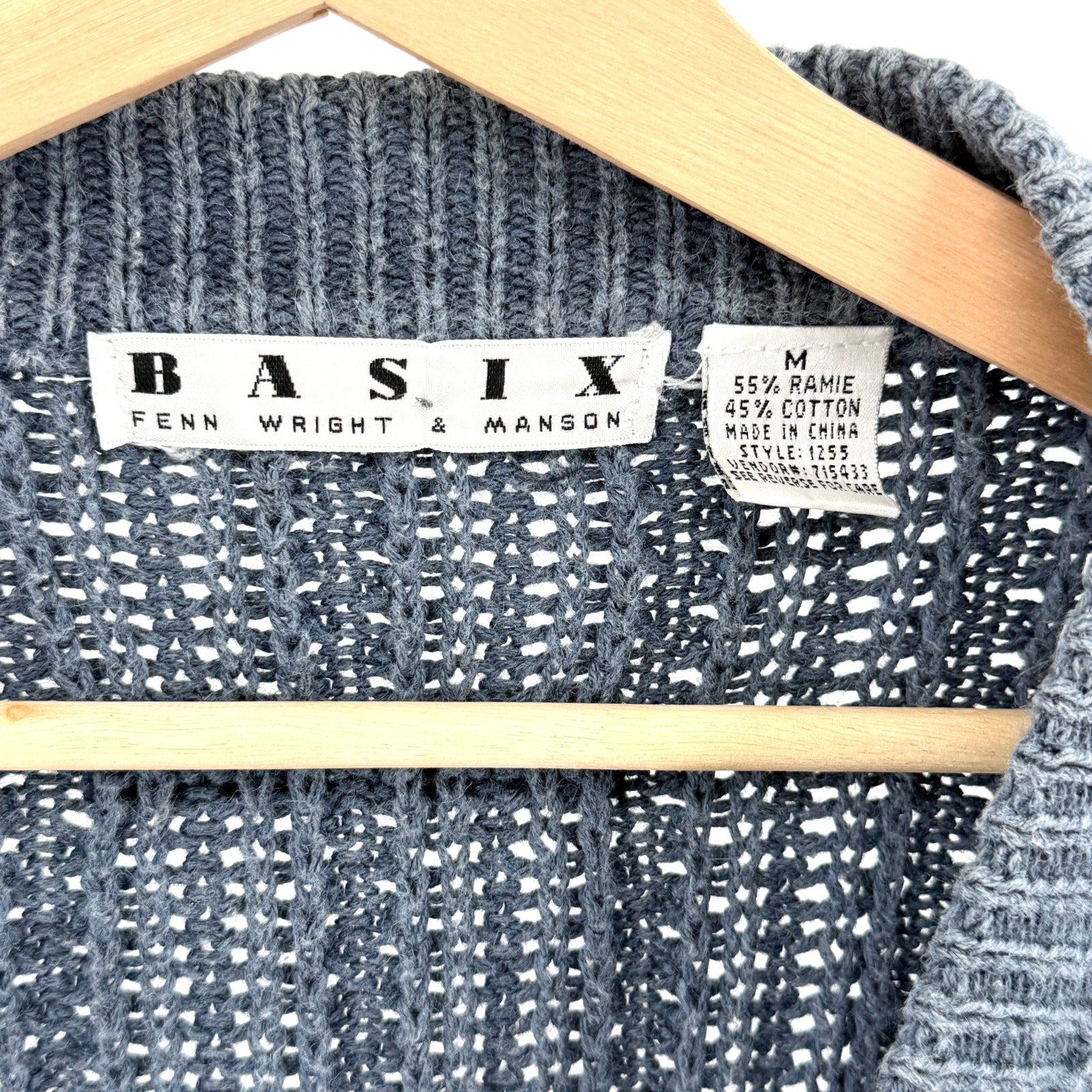Vintage 90s Basix Fenn Wright Manson Indigo Grunge Chunky Cardigan Sweater