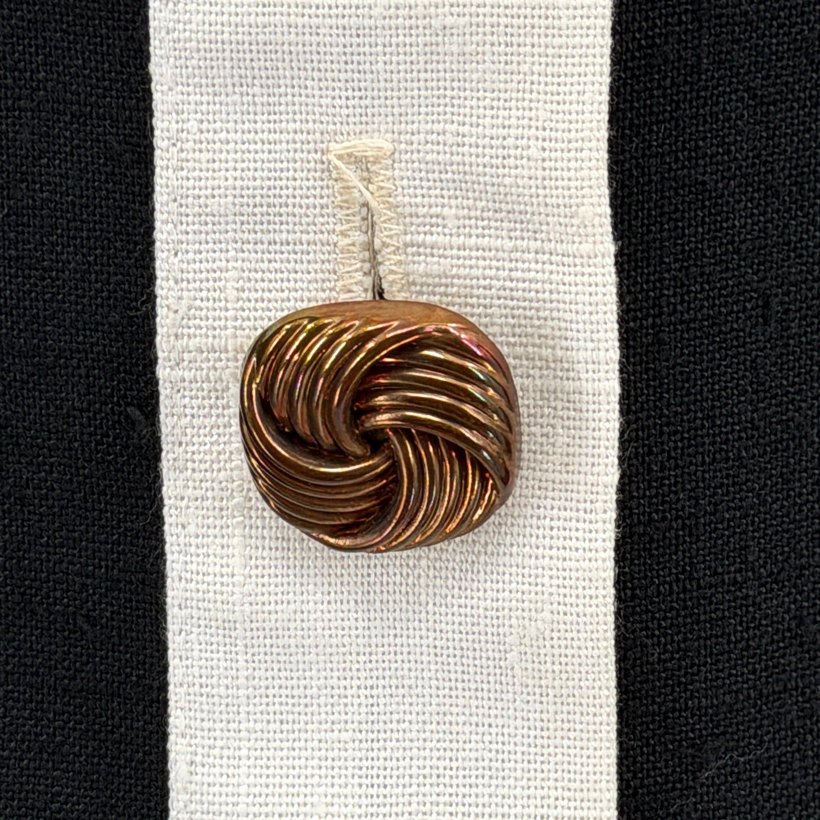 Vintage 80s Leslie Fay Black White Mod Linen Look Button Front Dress