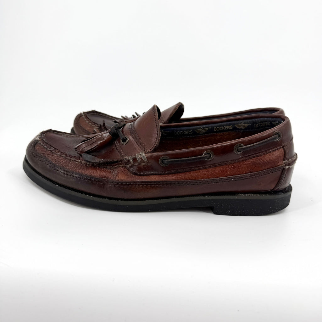 Vintage 90s Dockers Brown Genuine Leather Prep Tassel Kiltie Loafers