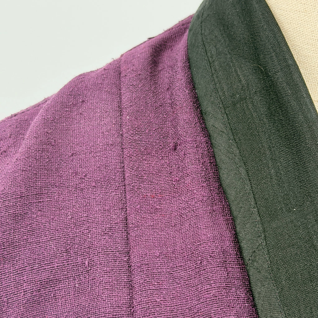 Vintage Eggplant Purple 100% Silk Sleeveless Duster Kimono