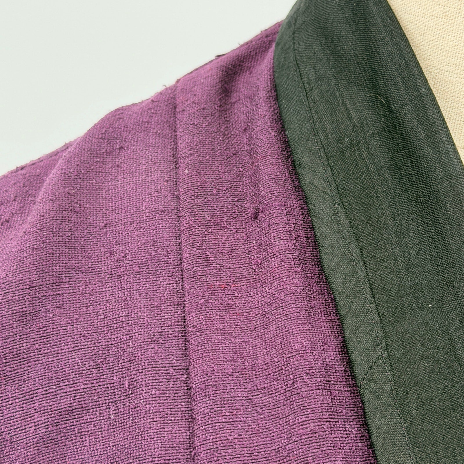 Vintage Eggplant Purple 100% Silk Sleeveless Duster Kimono