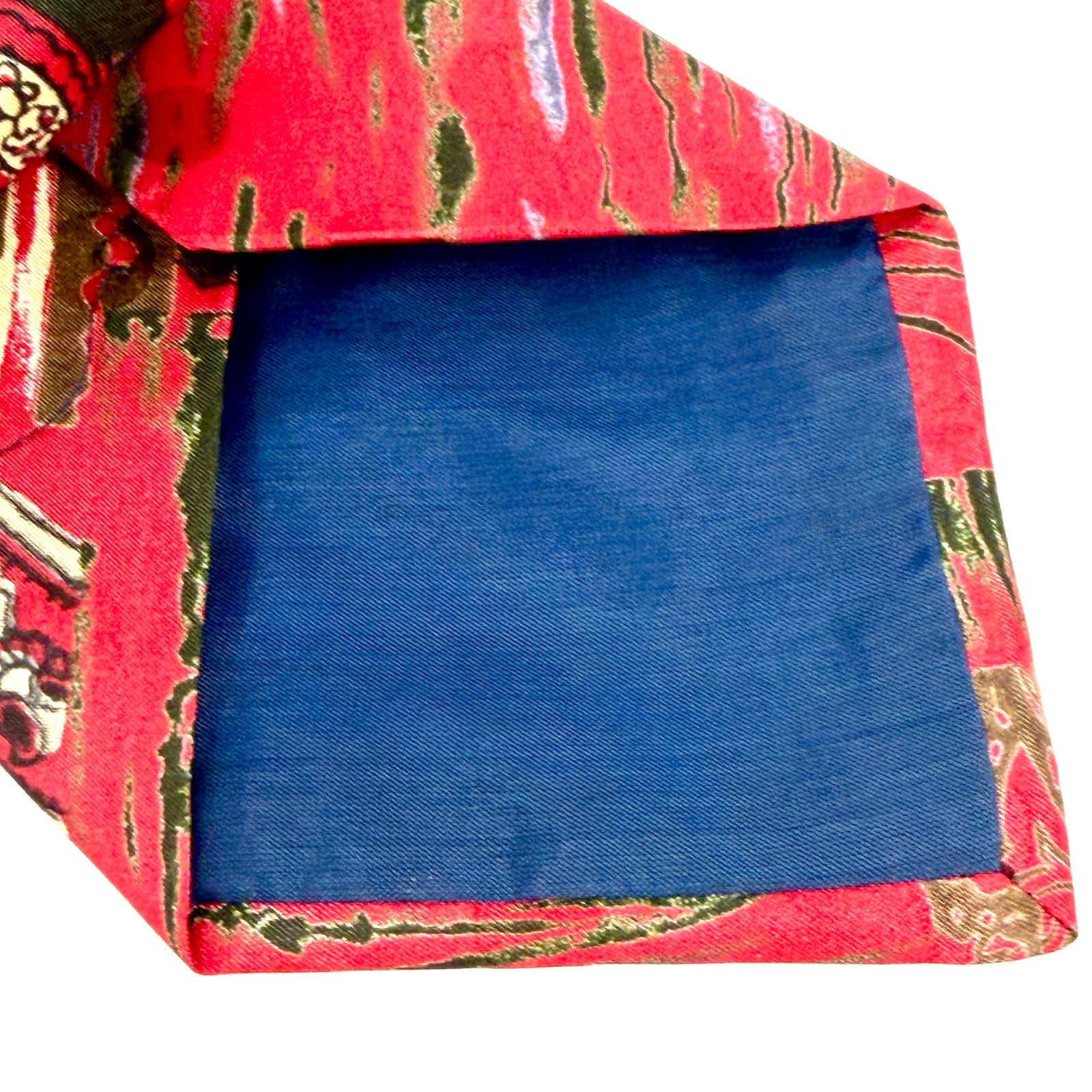Vintage 90s Red Blue Paisley Patchwork Necktie