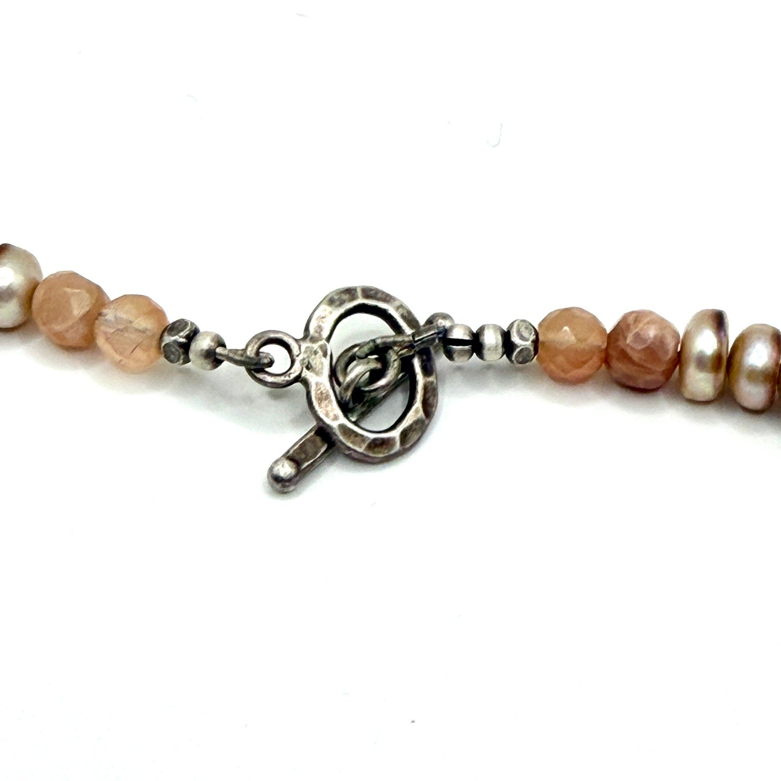 Vintage 90s Multi Jade Keshi Pearl Sterling Toggle Choker Necklace