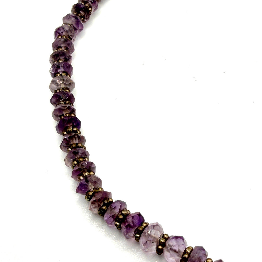 Vintage Handmade Genuine Amethyst Faceted Bead Choker Necklace