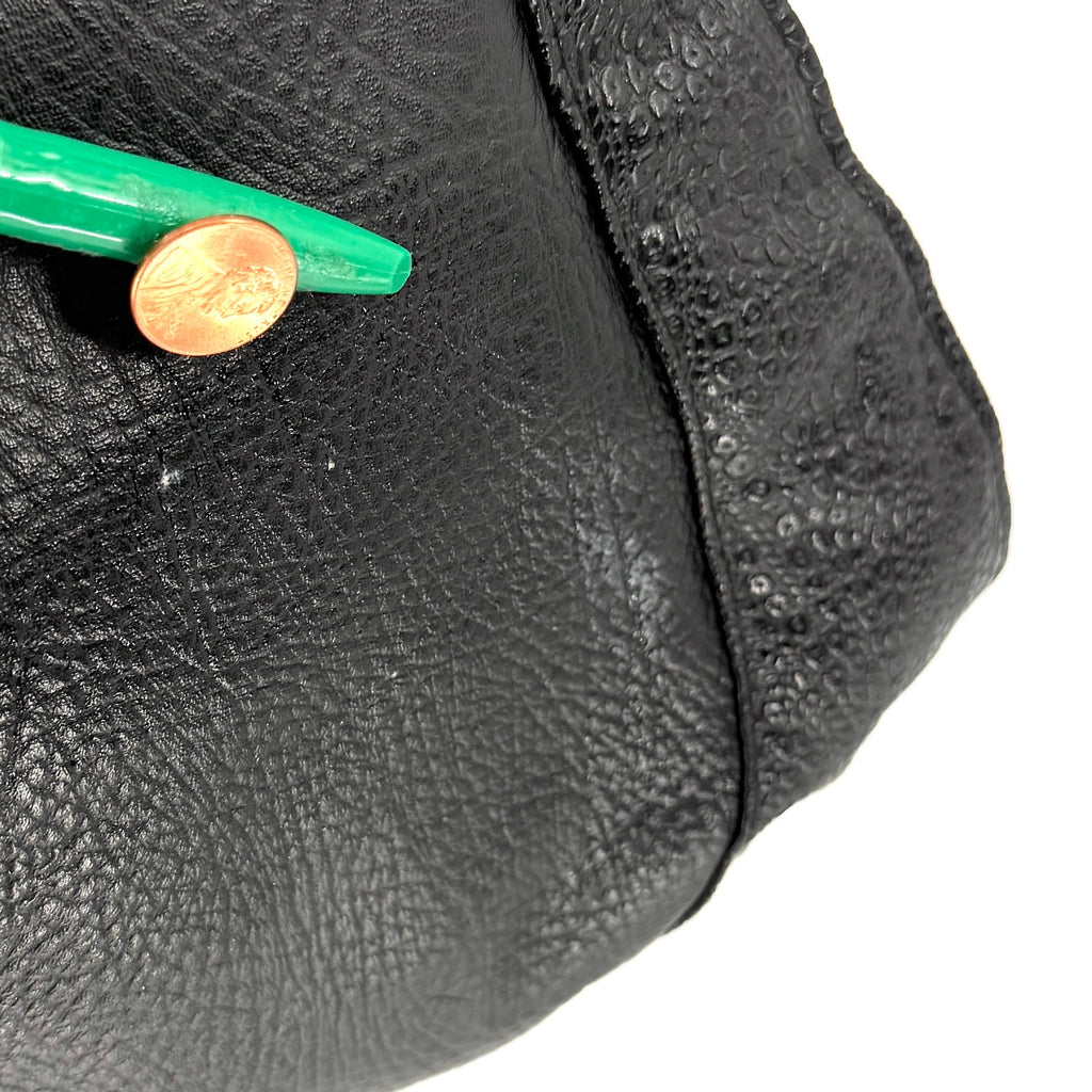 Vintage 80s Black Genuine Leather Patent Mock Croc Shoulder Bag